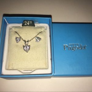 Piercing Pagoda Heart Earrings & Necklace Set